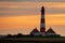 Panorama of the Westerheversand Lighthouse at Westerhever in Nordfriesland in the German state of Schleswig-Holstein