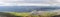 Panorama of Westport bay and islands with farms and beaches taken from Croagh Patrick mountain