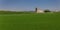 Panorama of a white house in the rice fields of La Albufera