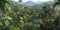 Panorama of wild dense jungle for background, forest with tropical thick, generative AI