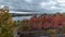 Panorama of the Willamette River as viewed from the balcony of a fifth floor hotel suite