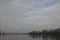 Panorama of the winter Dnieper river in Kiev, Ukraine