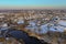 Panorama of winter landscape with residential neighborhood district City of Burlington, NJ with by the Delaware river