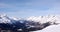 Panorama winter mountain landscape with peaks and the lakes near St. Moritz in the background