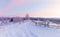 Panorama of winter mountain snowy hills