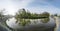 The panorama of Wroclaw park and Odra river