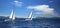 Panorama of the yacht race in the open sea. Sailing.