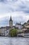 Panorama of Zurich. View of the Cathedral of St. Peter in Zurich. View of the Old Town in Zurich.