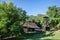 Panoramaof on the Serbian orthodox church of Devojacki bunar, a wooden church, the church of Crkva Svete Velikomucenice Marine