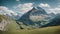 Panoramatic stunning aerial view of the Swiss type landscape - Ai image