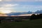 Panoramatic view on city Ceske Budejovice in sunset