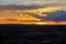 Panoramatic view on city Ceske Budejovice in sunset with orange