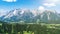 Panoramatic view on Dachstein am Ramsau mountains in Alps in Austria.