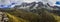 Panoramatic view of mountains of Cordillera Blanca in Peru