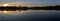 Panoramatic view to pond Jordan at sunset in city Tabor, Czech republic