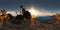 Panoramia of tropical beach at sunset. made with one 360 degree
