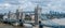 Panoramic Aerial cityscape of London, UK. Tower Bridge and Canary Wharf