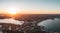 Panoramic aerial drone sunset view of Manly, an affluent seaside suburb of Sydney, New South Wales, Australia.