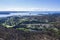 Panoramic aerial drone view of Batemans Bay on the NSW South Coast, Australia