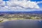 Panoramic aerial drone view of Corrigans Beach at Batemans Bay, NSW, Australia