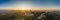Panoramic aerial drone view of Sacred Heart Basilica on top of Tibidabo near Barcelona during sunset