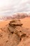 Panoramic aerial landscape view, Wadi Rum desert, Jordan