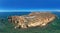 Panoramic aerial from natural rocks and the lighthouse at Ponte Piedade in Lagos Portugal