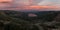 Panoramic aerial shot of the Donner Summit mountain pass in California during the sunset