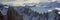 Panoramic aerial view at 3400 meters of Mount Fitzroy, Cerro Torre Range and Andes Mountains, Patagonia, Argentina