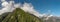 Panoramic aerial view of alpin valley and mountains