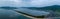 Panoramic aerial view of Amanohashidate sandbar in northern Kyoto