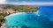 Panoramic aerial view of the beach Koounoupi, Peloponnese, Greece