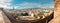 Panoramic aerial view of the city of Malaga, Spain, Andalusia. Beautiful cityscape of old spanish town, banner panorama.