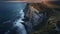 Panoramic aerial view of the cliffs of Etretat, Normandy, France