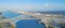 Panoramic aerial view Corpus Christi Harbor Bridge in the Port o