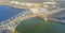 Panoramic aerial view Corpus Christi Harbor Bridge in the Port o