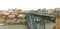 Panoramic aerial view of Dom Luis Bridge in Porto in a beautiful, Portugal