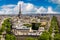 Panoramic aerial view of Eiffel Tower and Paris from Arc de Triomphe, France