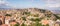 Panoramic aerial view of Enna old town, Sicily, Italy. Enna city located at the center of Sicily and is the highest Italian