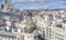 Panoramic aerial view of Gran Via, main shopping street in Madrid, capital of Spain, Europe.