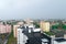 A panoramic aerial view of the Grodno city in Belarus during cloudy day