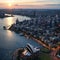 a panoramic aerial view of the harbour.