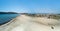 Panoramic aerial view of a horse in the beach of Poetto in Cagliari - Sardinia