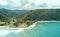 Panoramic aerial view of the La Punta beach, space for surfers in Los Caracas, La Guaira - Venezuela. Vargas state