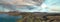 Panoramic aerial view of Landmannalaugar landscape in summer season, Iceland from drone