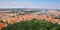 Panoramic aerial view of landmarks in Prague, Czech Republic