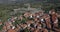 Panoramic aerial view at the Linhares da Beira Castle and Linhares da Beira village downtown, Serra da Estrela mountains, Viseu,