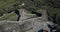 Panoramic aerial view at the Linhares da Beira Castle and Linhares da Beira village downtown, Serra da Estrela mountains, Viseu