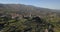 Panoramic aerial view at the Linhares da Beira Castle and Linhares da Beira village downtown, Serra da Estrela mountains, Viseu