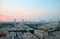 Panoramic Aerial View of Manama with the Al Fateh Grand Mosque and Group of Iconic Landmarks against Sunset Sky